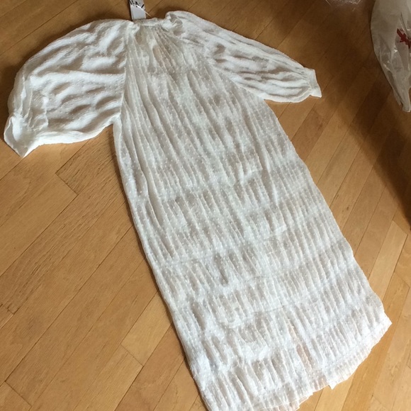 Zara white crinkle dotted Swiss button front dre - Picture 12 of 14